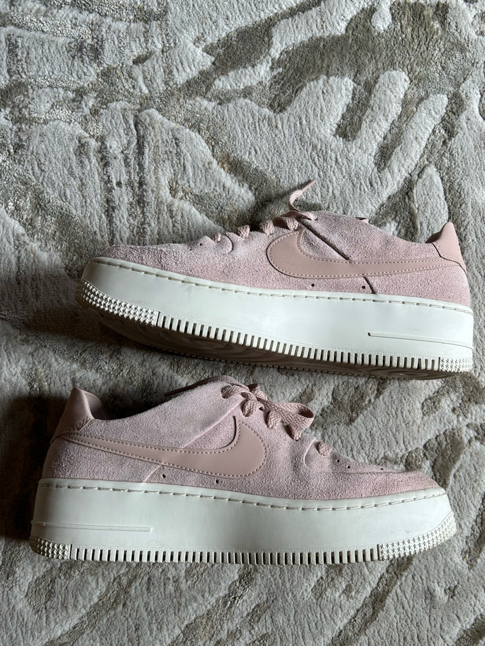 Nike Women's Pale Pink Suede Platform Sneakers